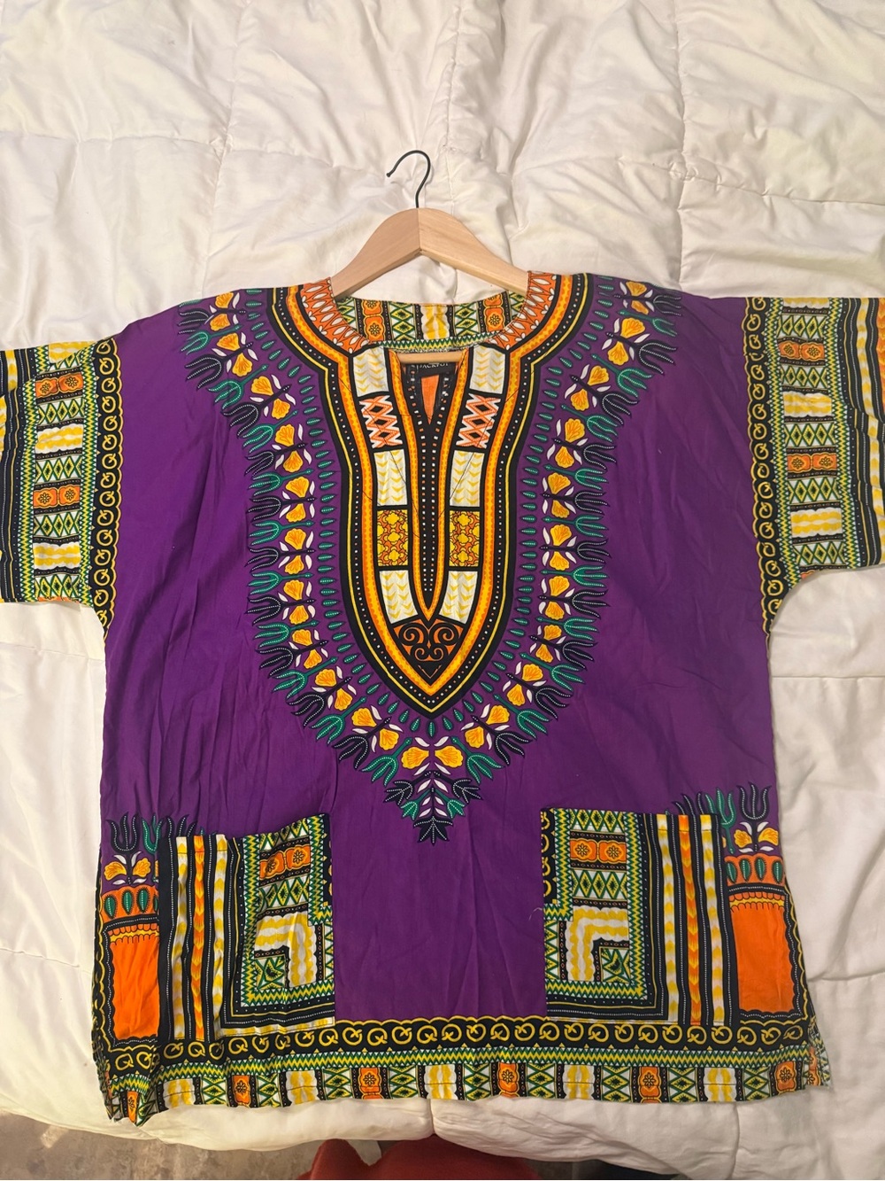 Jack by BB Dakota Purple Top with Orange, Yellow & Green Pattern